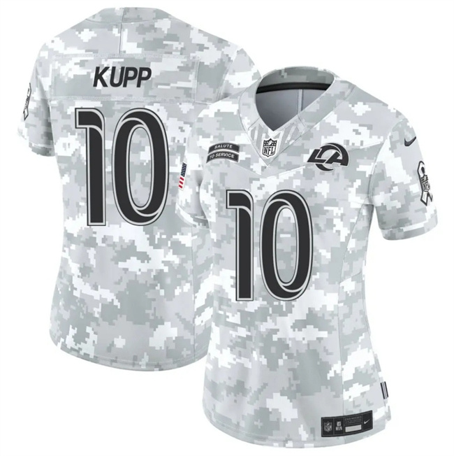 Women's Los Angeles Rams #10 Cooper Kupp 2024 F.U.S.E Arctic Camo Salute To Service Limited Stitched Football Jersey(Run Small) Women's Los Angeles Rams #10 Cooper Kupp 2024 F.U.S.E Arctic Camo Salute To Service Limited Stitched Football Jersey(Run Small)