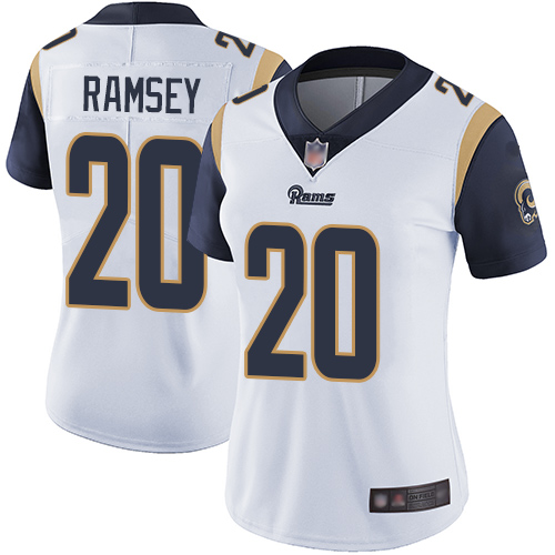 Rams #20 Jalen Ramsey White Women's Stitched Football Vapor Untouchable Limited Jersey Rams #20 Jalen Ramsey White Women's Stitched Football Vapor Untouchable Limited Jersey
