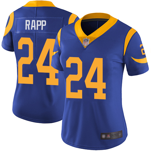 Rams #24 Taylor Rapp Royal Blue Alternate Women's Stitched Football Vapor Untouchable Limited Jersey Rams #24 Taylor Rapp Royal Blue Alternate Women's Stitched Football Vapor Untouchable Limited Jersey