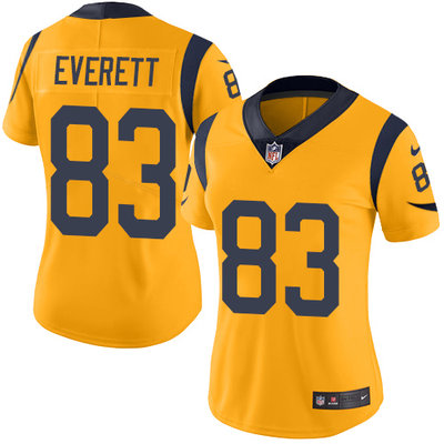 Nike Rams #83 Gerald Everett Gold Women's Stitched NFL Limited Rush Jersey Nike Rams #83 Gerald Everett Gold Women's Stitched NFL Limited Rush Jersey