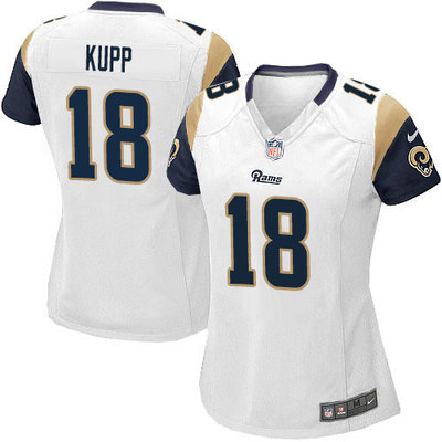 Nike Rams #18 Cooper Kupp White Women's Stitched NFL Elite Jersey Nike Rams #18 Cooper Kupp White Women's Stitched NFL Elite Jersey