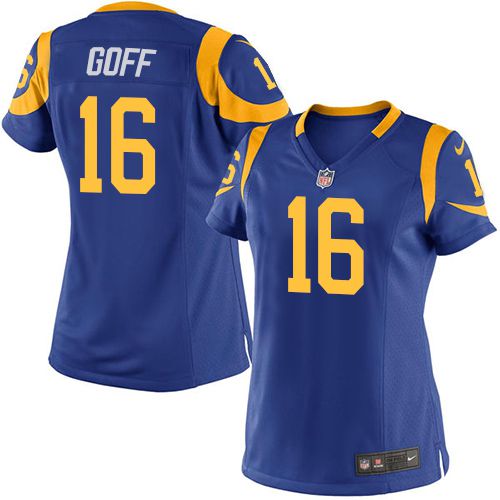 Nike Rams #16 Jared Goff Royal Blue Alternate Women's Stitched NFL Elite Jersey Nike Rams #16 Jared Goff Royal Blue Alternate Women's Stitched NFL Elite Jersey