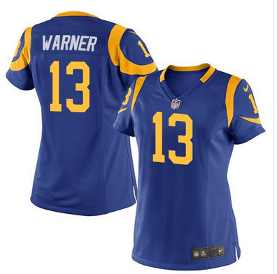 Nike Rams #13 Kurt Warner Royal Blue Alternate Women's Stitched NFL Elite Jersey