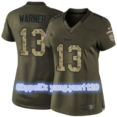 Nike Rams #13 Kurt Warner Green Women's Stitched NFL Limited Salute to Service Jersey Nike Rams #13 Kurt Warner Green Women's Stitched NFL Limited Salute to Service Jersey