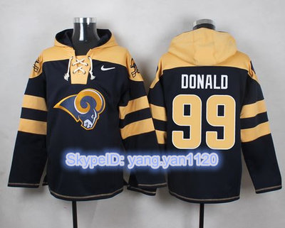 Nike Rams #99 Aaron Donald Navy Blue Player Pullover NFL Hoodie Nike Rams #99 Aaron Donald Navy Blue Player Pullover NFL Hoodie