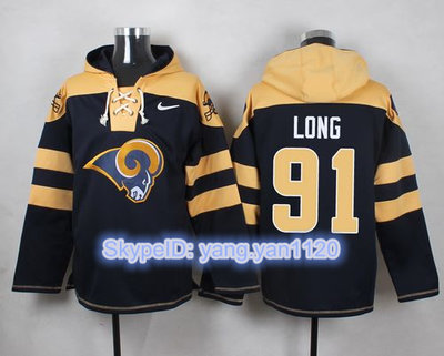 Nike Rams #91 Chris Long Navy Blue Player Pullover NFL Hoodie