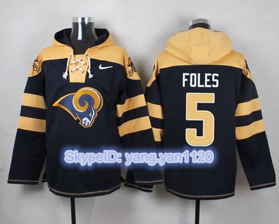 Nike Rams #5 Nick Foles Navy Blue Player Pullover NFL Hoodie Nike Rams #5 Nick Foles Navy Blue Player Pullover NFL Hoodie