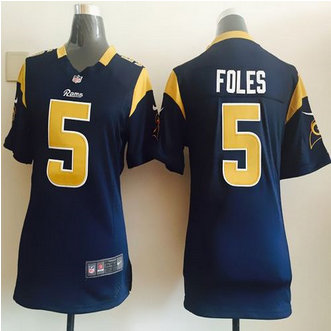 Women NEW Rams #5 Nick Foles Navy Blue Team Color Stitched NFL Elite Jersey Women NEW Rams #5 Nick Foles Navy Blue Team Color Stitched NFL Elite Jersey