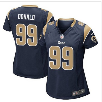 Women NEW Rams #99 Aaron Donald Navy Blue Team Color Stitched NFL Elite Jersey
