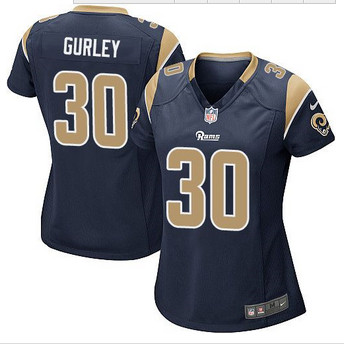 Women NEW Rams #30 Todd Gurley Navy Blue Team Color Stitched NFL Elite Jersey