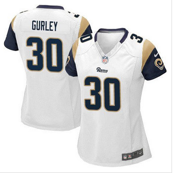 Women NEW Rams #30 Todd Gurley White Stitched NFL Elite Jersey