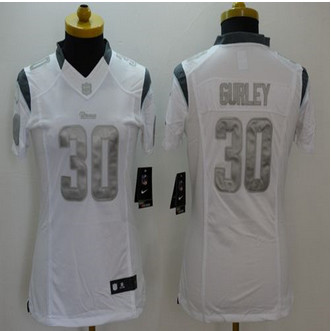 Women new Rams #30 Todd Gurley White Stitched NFL Limited Platinum Jersey Women new Rams #30 Todd Gurley White Stitched NFL Limited Platinum Jersey