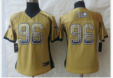 Women New Los Angeles Rams#96 Michael Sam Drift Fashion Gold Elite Jersey Women New Los Angeles Rams#96 Michael Sam Drift Fashion Gold Elite Jersey