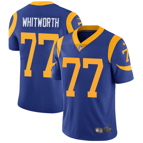 Nike Rams #77 Andrew Whitworth Royal Blue Alternate Youth Stitched NFL Vapor Untouchable Limited Jersey Nike Rams #77 Andrew Whitworth Royal Blue Alternate Youth Stitched NFL Vapor Untouchable Limited Jersey