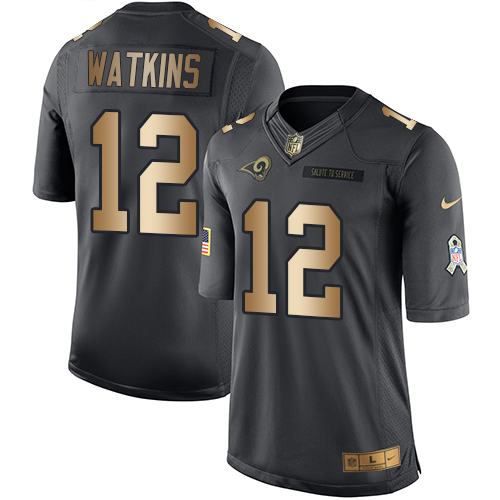 Nike Rams #12 Sammy Watkins Black Youth Stitched NFL Limited Gold Salute to Service Jersey Nike Rams #12 Sammy Watkins Black Youth Stitched NFL Limited Gold Salute to Service Jersey