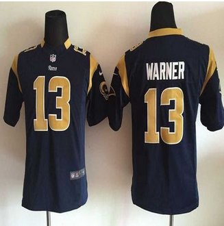 Youth New Rams #13 Kurt Warner Navy Blue Team Color Stitched NFL Elite Jersey