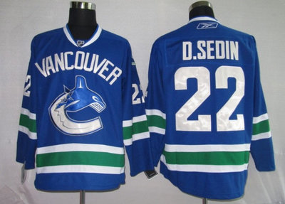 NHL JERSEYS Vancouver Canucks 22# D.SEDIN blue NHL JERSEYS Vancouver Canucks 22# D.SEDIN blue