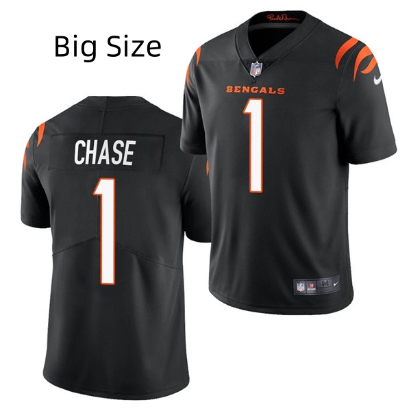 Big Size Men Cincinnati Bengals #1 Ja'Marr Chase Black Vapor Untouchable Limited Stitched Jersey Big Size Men Cincinnati Bengals #1 Ja'Marr Chase Black Vapor Untouchable Limited Stitched Jersey