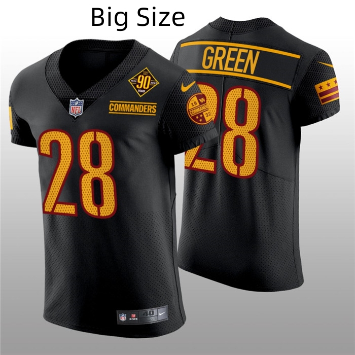 Big Size Men's Washington Commanders #28 Darrell Green 90th Anniversary Black Elite Stitched Jersey Big Size Men's Washington Commanders #28 Darrell Green 90th Anniversary Black Elite Stitched Jersey