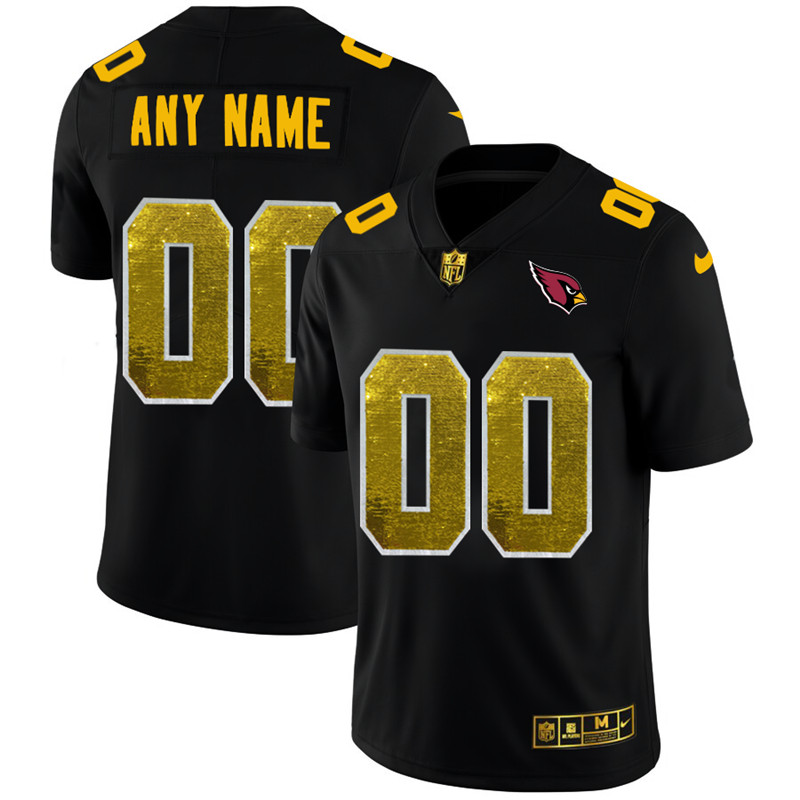 Arizona Cardinals Custom Men's Black Nike Golden Sequin Vapor Limited NFL Jersey Arizona Cardinals Custom Men's Black Nike Golden Sequin Vapor Limited NFL Jersey