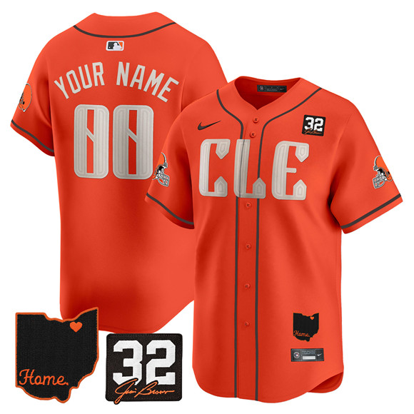 Men's Cleveland Browns ACTIVE PLAYER Custom Orange 2025 Jim Brown Memorial & Home Patch Vapor Limited Stitched Jersey Men's Cleveland Browns ACTIVE PLAYER Custom Orange 2025 Jim Brown Memorial & Home Patch Vapor Limited Stitched Jersey