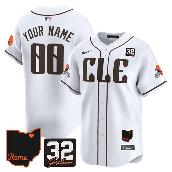Men's Cleveland Browns ACTIVE PLAYER Custom White 2025 Jim Brown Memorial & Home Patch Vapor Limited Stitched Jersey Men's Cleveland Browns ACTIVE PLAYER Custom White 2025 Jim Brown Memorial & Home Patch Vapor Limited Stitched Jersey