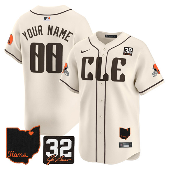 Men's Cleveland Browns ACTIVE PLAYER Custom Cream 2025 Jim Brown Memorial & Home Patch Vapor Limited Stitched Jersey Men's Cleveland Browns ACTIVE PLAYER Custom Cream 2025 Jim Brown Memorial & Home Patch Vapor Limited Stitched Jersey