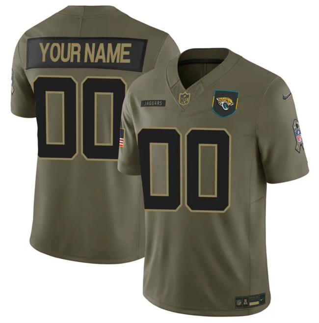 Men's Jacksonville Jaguars Active Player Custom Olive 2025 F.U.S.E. Salute to Service Limited Stitched Football Jersey Men's Jacksonville Jaguars Active Player Custom Olive 2025 F.U.S.E. Salute to Service Limited Stitched Football Jersey