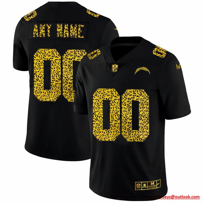 Los Angeles Chargers Custom Men's Nike Leopard Print Fashion Vapor Limited NFL Jersey Black Los Angeles Chargers Custom Men's Nike Leopard Print Fashion Vapor Limited NFL Jersey Black
