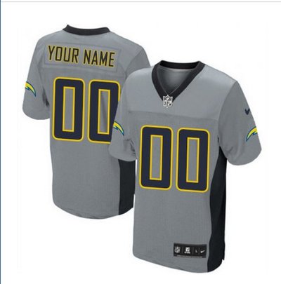 Men's Nike San Diego Chargers Customized Elite Grey Shadow NFL Jersey