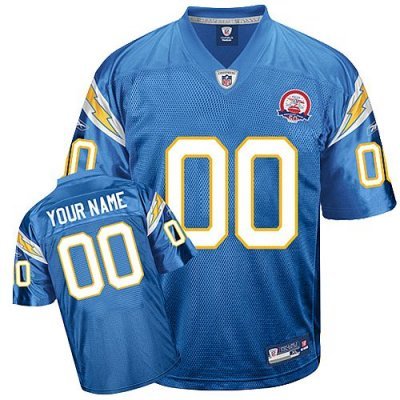 Customized San Diego Chargers Jersey Baby Blue With Afl 50th Anniversary Patch