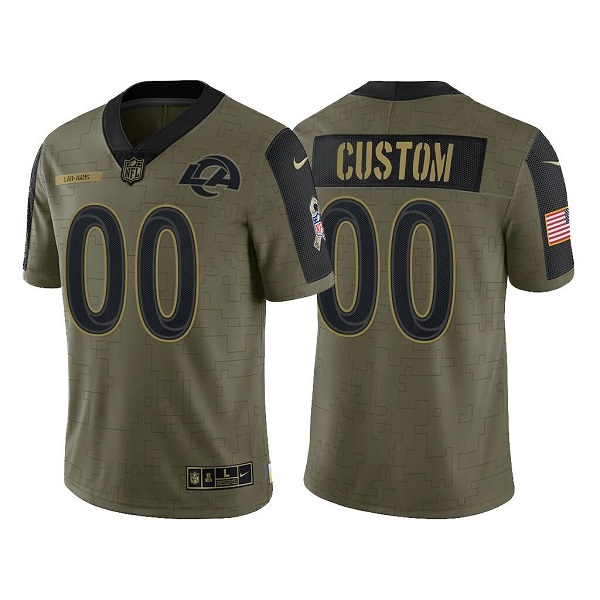 Men's Los Angeles Rams ACTIVE PLAYER Custom 2021 Olive Salute To Service Limited Stitched Jersey Men's Los Angeles Rams ACTIVE PLAYER Custom 2021 Olive Salute To Service Limited Stitched Jersey