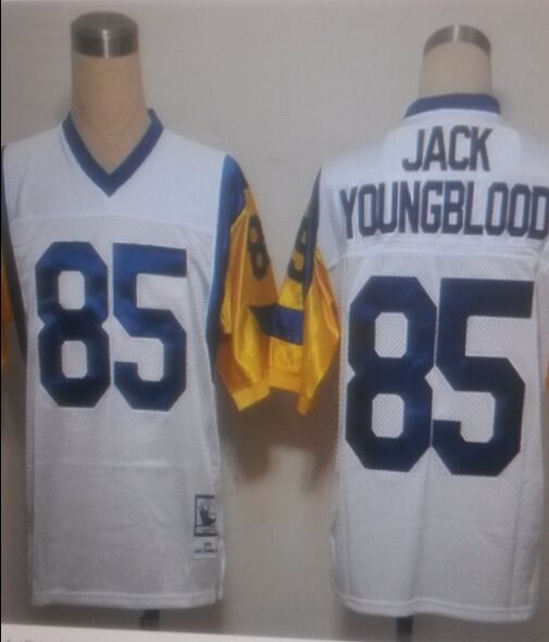 Los Angeles Rams Jerseys 85 Jack Youngblood White Customized throwback jerseys include white sleeves Los Angeles Rams Jerseys 85 Jack Youngblood White Customized throwback jerseys include white sleeves