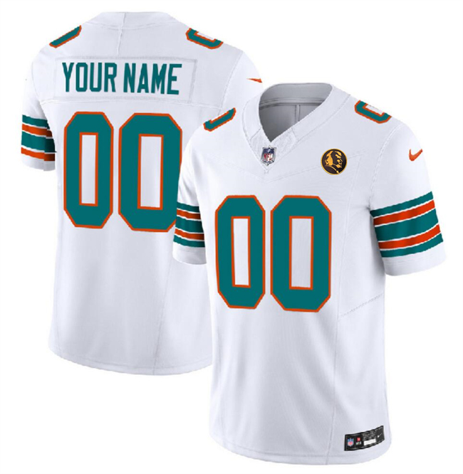 Men's Miami Dolphins Active Player Custom White 2023 F.U.S.E. Alternate With John Madden Patch Vapor Limited Stitched Football Jersey Men's Miami Dolphins Active Player Custom White 2023 F.U.S.E. Alternate With John Madden Patch Vapor Limited Stitched Football Jersey