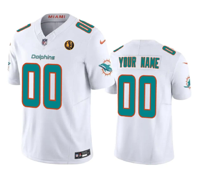 Men's Miami Dolphins Active Player Custom White 2023 F.U.S.E. With John Madden Patch Vapor Limited Stitched Football Jersey Men's Miami Dolphins Active Player Custom White 2023 F.U.S.E. With John Madden Patch Vapor Limited Stitched Football Jersey
