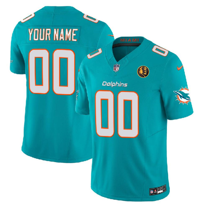 Men's Miami Dolphins Active Player Custom Aqua 2023 F.U.S.E. With John Madden Patch Vapor Limited Stitched Football Jersey Men's Miami Dolphins Active Player Custom Aqua 2023 F.U.S.E. With John Madden Patch Vapor Limited Stitched Football Jersey
