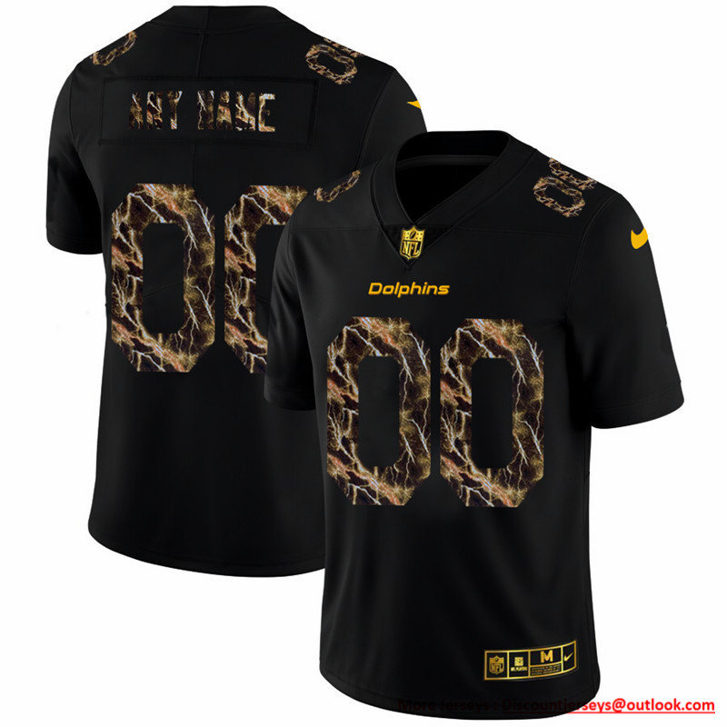 Miami Dolphins Custom Men's Black Nike Flocked Lightning Vapor Limited NFL Jersey Miami Dolphins Custom Men's Black Nike Flocked Lightning Vapor Limited NFL Jersey