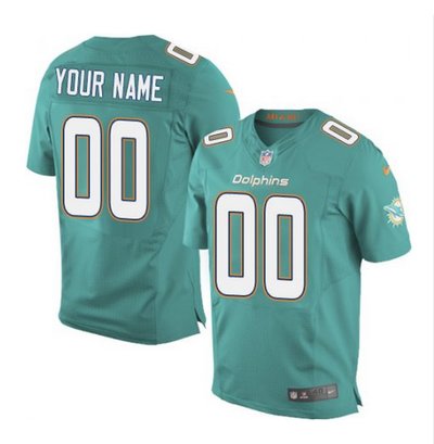 Men's Nike Miami Dolphins Customized Elite Aqua Green Team Color NFL Jersey