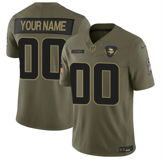 Men's Minnesota Vikings Active Player Custom Olive 2025 F.U.S.E. Salute to Service Limited Stitched Football Jersey Men's Minnesota Vikings Active Player Custom Olive 2025 F.U.S.E. Salute to Service Limited Stitched Football Jersey