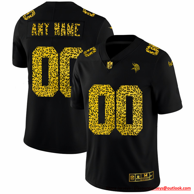 Minnesota Vikings Custom Men's Nike Leopard Print Fashion Vapor Limited NFL Jersey Black Minnesota Vikings Custom Men's Nike Leopard Print Fashion Vapor Limited NFL Jersey Black