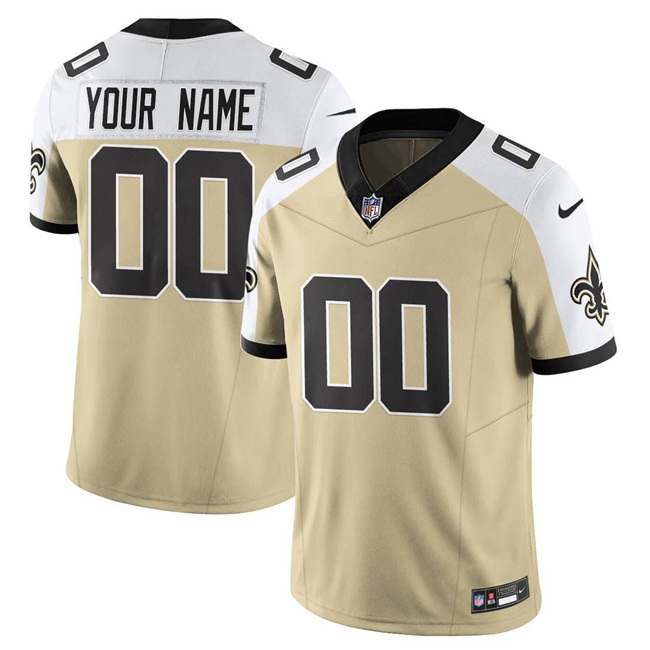 Men's New Orleans Saints Active Player Custom Gold White Alternate 2025 F.U.S.E. Vapor Limited Stitched Football Jersey Men's New Orleans Saints Active Player Custom Gold White Alternate 2025 F.U.S.E. Vapor Limited Stitched Football Jersey