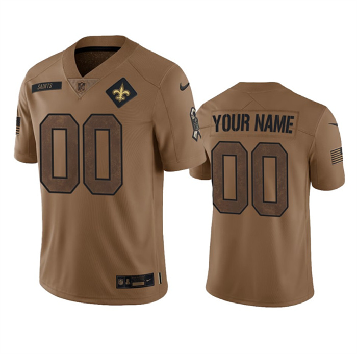 Men's New Orleans Saints Active Player Custom 2023 Brown Salute To Setvice Limited Stitched Football Jersey Men's New Orleans Saints Active Player Custom 2023 Brown Salute To Setvice Limited Stitched Football Jersey