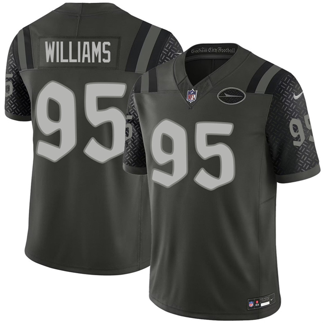Men's New York Jets #95 Quinnen Williams Black 2025 F.U.S.E. “Rivalries” Vapor Limited Stitched Football Jersey Men's New York Jets #95 Quinnen Williams Black 2025 F.U.S.E. “Rivalries” Vapor Limited Stitched Football Jersey