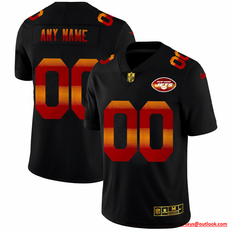 New York Jets Custom Men's Black Nike Red Orange Stripe Vapor Limited NFL Jersey New York Jets Custom Men's Black Nike Red Orange Stripe Vapor Limited NFL Jersey