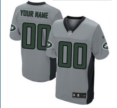 Men's Nike New York Jets Customized Limited Grey Shadow NFL Jersey