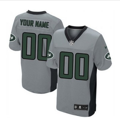 Men's Nike New York Jets Customized Elite Grey Shadow NFL Jersey