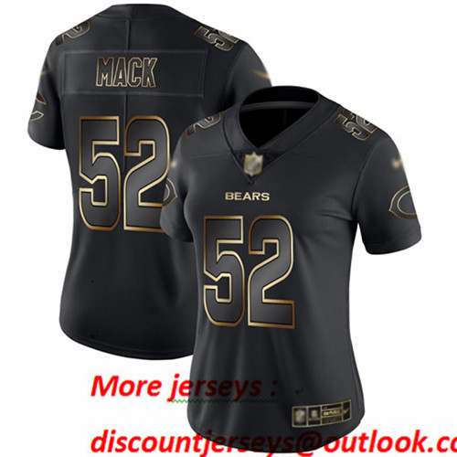 Bears #52 Khalil Mack Black Gold Women's Stitched Football Vapor Untouchable Limited Jersey Bears #52 Khalil Mack Black Gold Women's Stitched Football Vapor Untouchable Limited Jersey