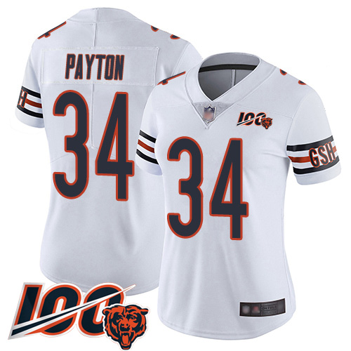 Bears #34 Walter Payton White Women's Stitched Football 100th Season Vapor Limited Jersey Bears #34 Walter Payton White Women's Stitched Football 100th Season Vapor Limited Jersey