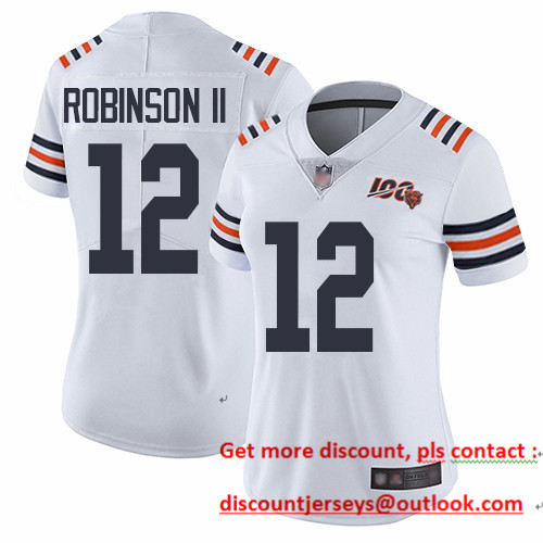Bears #12 Allen Robinson II White Alternate Women's Stitched Football Vapor Untouchable Limited 100th Season Jersey