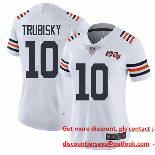 Bears #10 Mitchell Trubisky White Alternate Women's Stitched Football Vapor Untouchable Limited 100th Season Jersey